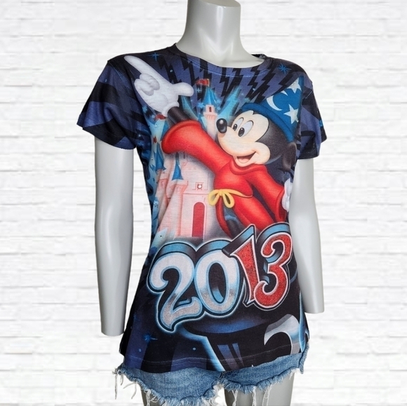 Y2k Disneyland Resorts Official Merch 2013 Mickey Mouse Graffiti Tee Size M - Picture 2 of 15